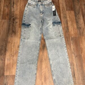 Playboy By PacSun High Waisted Destressed Cargo Jeans With Cut Out Pockets Sz 25